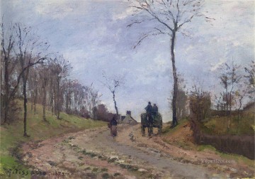  1872 Arte - Carro en una carretera rural en las afueras de Louveciennes 1872 Camille Pissarro paisaje